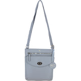 Ashwood Leather Flat Crossbody Bag with Adjustable Leather Strap in Elephant Grey: CB-10