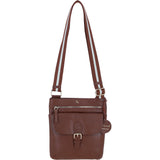 Ashwood Leather Flat Crossbody Bag with Contrast Strap in Tan: CB-11