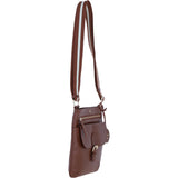 Ashwood Leather Flat Crossbody Bag with Contrast Strap in Tan: CB-11