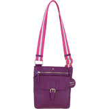 Ashwood Leather Flat Crossbody Bag with Contrast Strap in Raspberry: CB-11