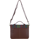 Ashwood Leather & Harris Tweed® Cloth Large Satchel Bag with Twist Lock Tan/Purple: TW-35-13-TP
