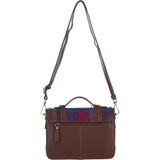 Ashwood Leather & Harris Tweed® Cloth Medium Satchel Bag with Twist Lock Tan/Purple: TW-34-13-TP