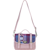 Ashwood Leather & Harris Tweed® Cloth Medium Satchel Bag with Twist Lock Blue/Pink: TW-34-15-BP