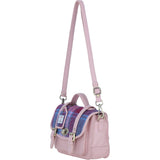 Ashwood Leather & Harris Tweed® Cloth Medium Satchel Bag with Twist Lock Blue/Pink: TW-34-15-BP