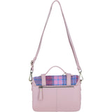 Ashwood Leather & Harris Tweed® Cloth Medium Satchel Bag with Twist Lock Blue/Pink: TW-34-15-BP