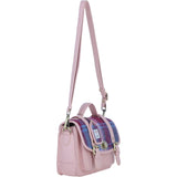 Ashwood Leather & Harris Tweed® Cloth Medium Satchel Bag with Twist Lock Blue/Pink: TW-34-15-BP