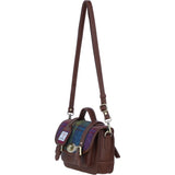 Ashwood Leather & Harris Tweed® Cloth Small Satchel Bag with Twist Lock Tan/Purple: TW-33-13-tp
