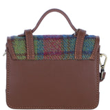Ashwood Leather & Harris Tweed® Cloth Mini Satchel Bag with Twist Lock Tan/Purple: TW-32-13-TP