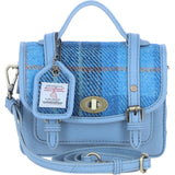 Ashwood Leather & Harris Tweed® Cloth Mini Satchel Bag with Twist Lock Baby/Blue: TW-32-19-BB