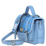 Ashwood Leather & Harris Tweed® Cloth Mini Satchel Bag with Twist Lock Baby/Blue: TW-32-19-BB
