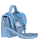Ashwood Leather & Harris Tweed® Cloth Mini Satchel Bag with Twist Lock Baby/Blue: TW-32-19-BB