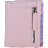 Elegant Ashwood Leather & Harris Tweed® Cloth Trifold Twist-Lock Blue/pink: TW-10-15-bp