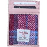 Ashwood Leather & Harris Tweed® Cloth Stylish Flat Card Holder Baby/Pink: TW-52-15-BP