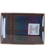 Ashwood Leather & Harris Tweed® Cloth Stylish Flat Card Holder Tan/Purple: TW-52-13-TP