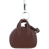 Ashwood Leather & Harris Tweed® Cloth Micro Handbag Keychain Tan/Purple: TW-50-13-TP