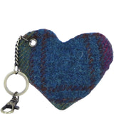Authentic Harris Tweed® Cloth Heart-Shaped Keychain Made By Ashwood Leather Tan/Purple: TW-53-13-TP