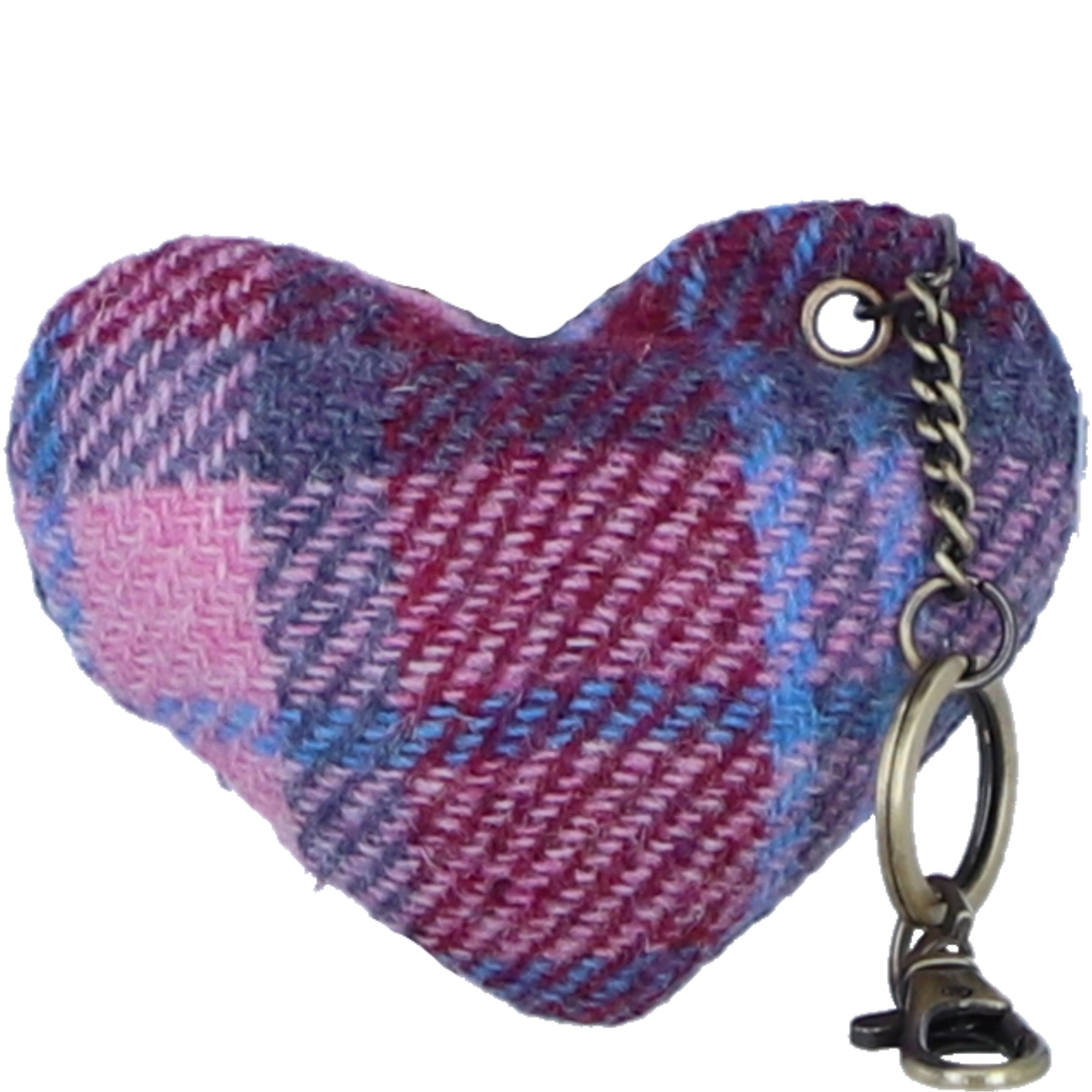 Authentic Harris Tweed® Cloth Heart-Shaped Keychain Made By Ashwood Leather Baby/Pink: TW-53-15-BP