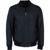 Ashwood Men’s Genuine Leather Bomber Jacket with Ribbed Trim in Black: Bomber