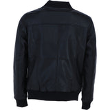 Ashwood Men’s Genuine Leather Bomber Jacket with Ribbed Trim in Black: Bomber