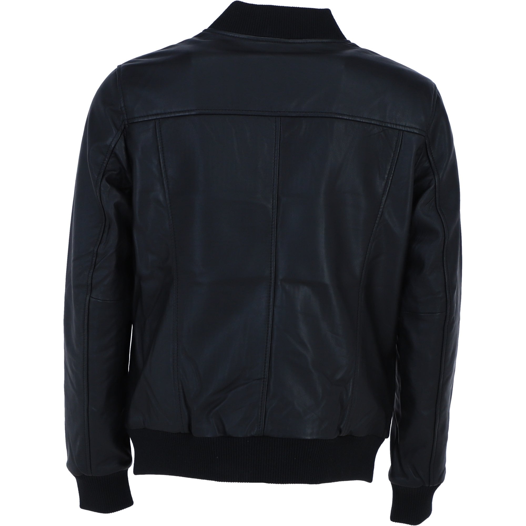 Ashwood Men’s Genuine Leather Bomber Jacket with Ribbed Trim in Black: Bomber