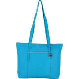 Designer Leather Shoulder Bag with Secure Zip Pocket Viking Blue: Bray