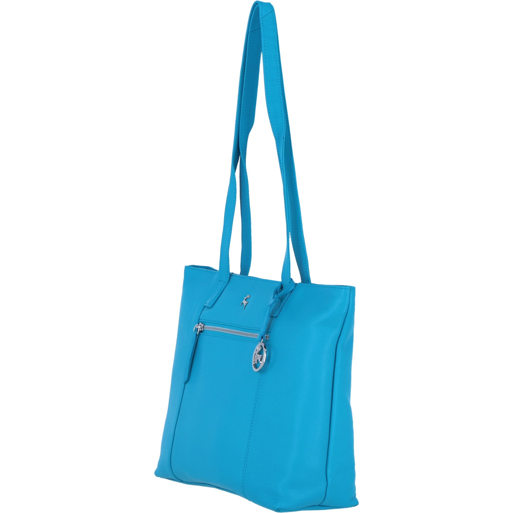 Designer Leather Shoulder Bag with Secure Zip Pocket Viking Blue: Bray