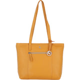 Designer Leather Shoulder Bag with Secure Zip Pocket Yellow: Bray