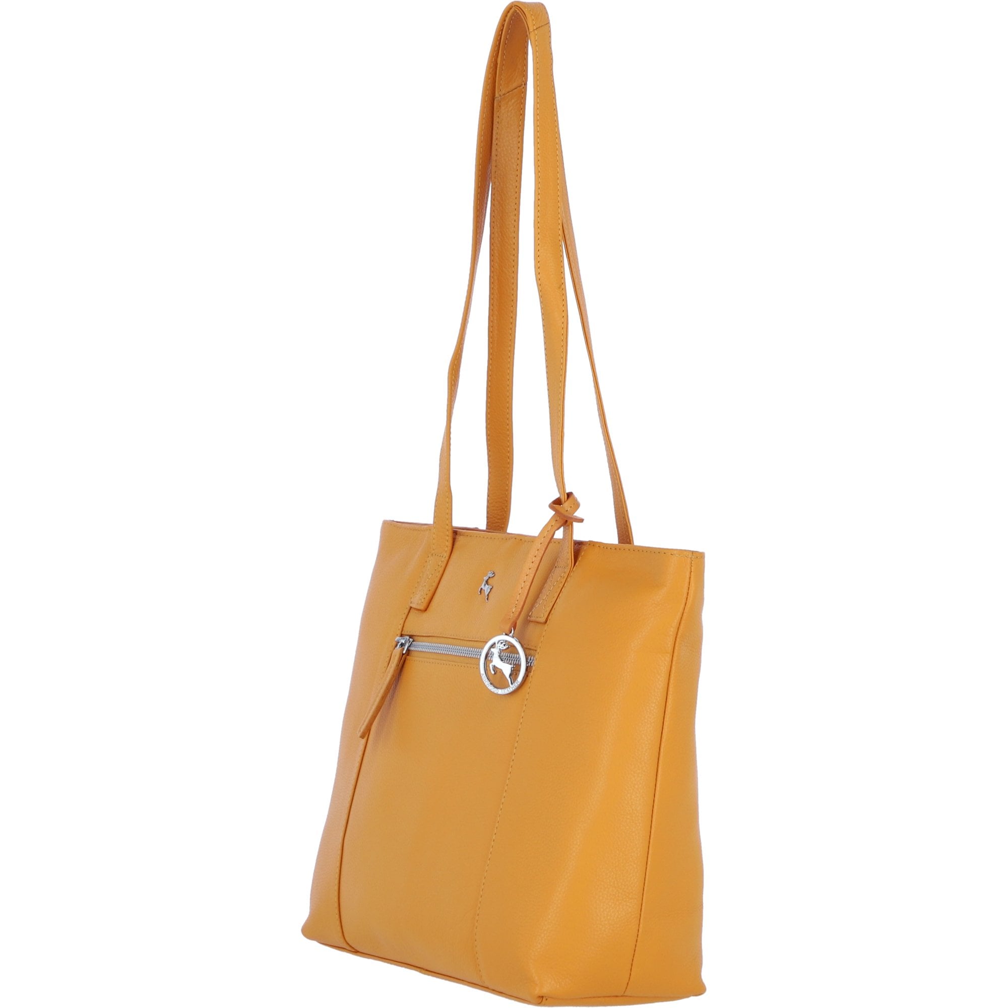 Designer Leather Shoulder Bag with Secure Zip Pocket Yellow: Bray