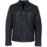 Mens Real Leather Biker Jacket Black Ruboff: AWM-Lent