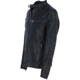 Mens Real Leather Biker Jacket Black Ruboff: AWM-Lent