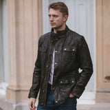 Mens Safari Style Leather Jacket Black Ruboff: AMJ-5