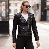 Ashwood Leather Women's Studded Biker Jacket Black: AWL-124 Stud