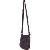 Ashwood Leather Crossbody Shoulder Bag with Stud Detail in Brandy: D-53