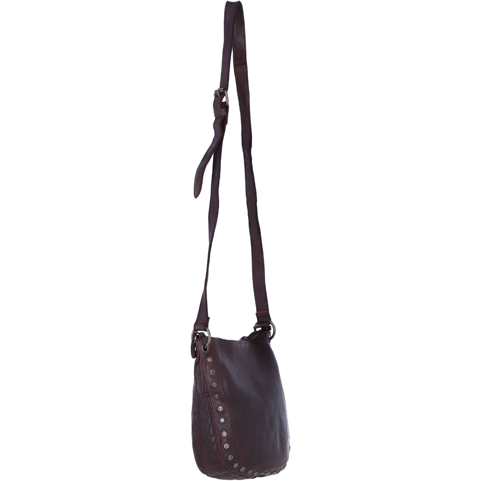 Ashwood Leather Crossbody Shoulder Bag with Stud Detail in Brandy: D-53