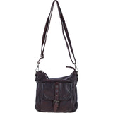 Ashwood Leather Multi-Compartment Crossbody Shoulder Bag with Flap Pocket in Brandy: D-52