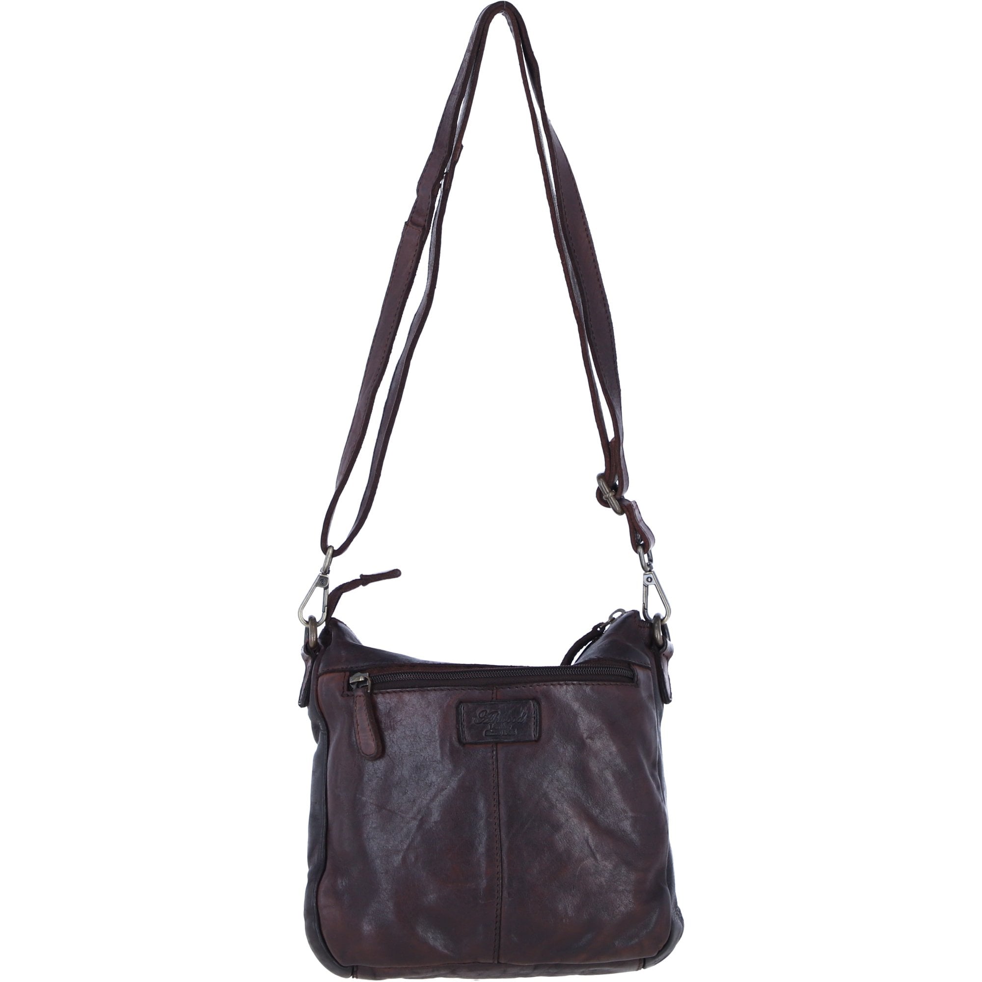 Ashwood Leather Multi-Compartment Crossbody Shoulder Bag with Flap Pocket in Brandy: D-52