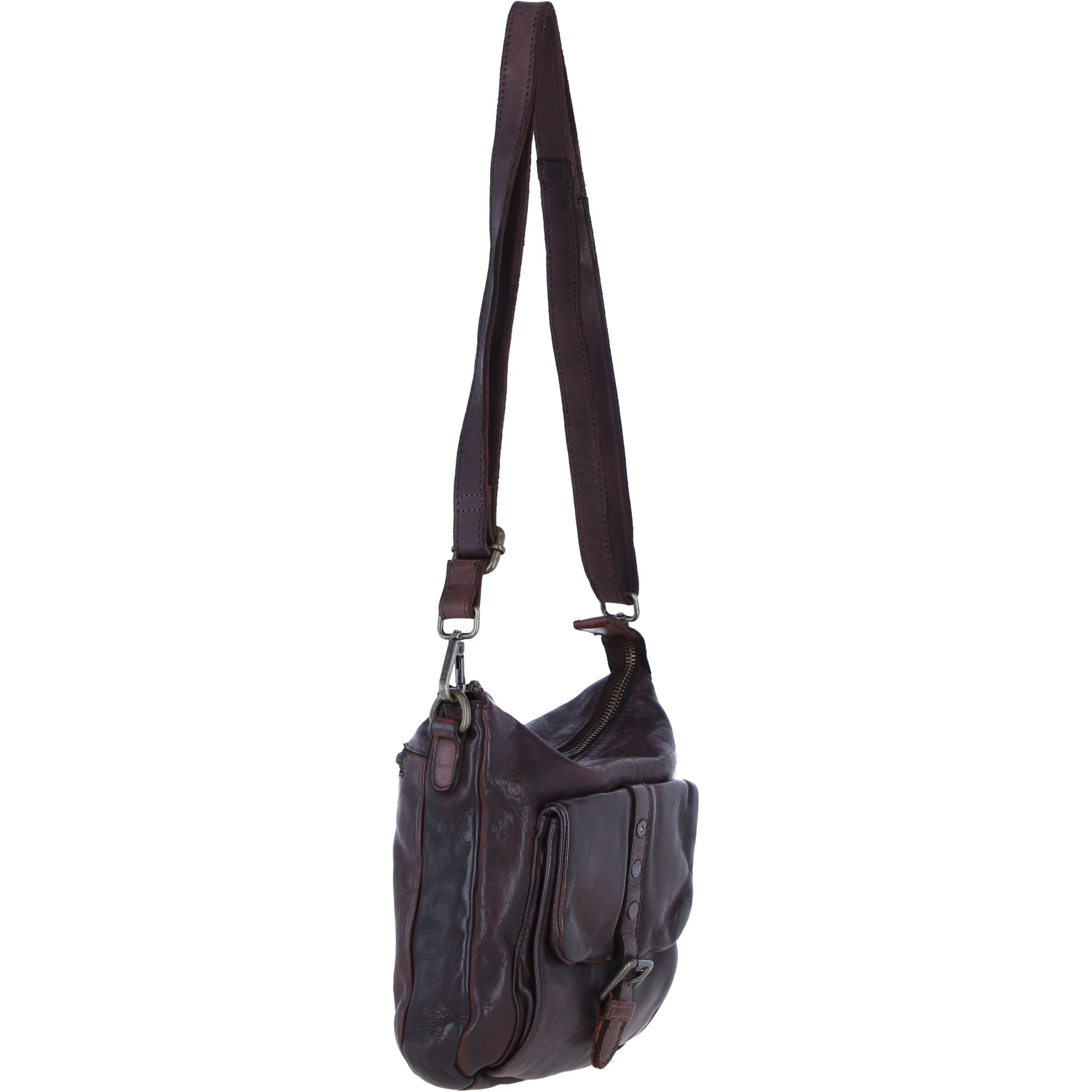 Ashwood Leather Multi-Compartment Crossbody Shoulder Bag with Flap Pocket in Brandy: D-52