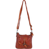 Ashwood Leather Multi-Compartment Crossbody Shoulder Bag with Flap Pocket in Tan: D-52