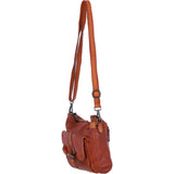 Ashwood Leather Multi-Compartment Crossbody Shoulder Bag with Flap Pocket in Tan: D-52