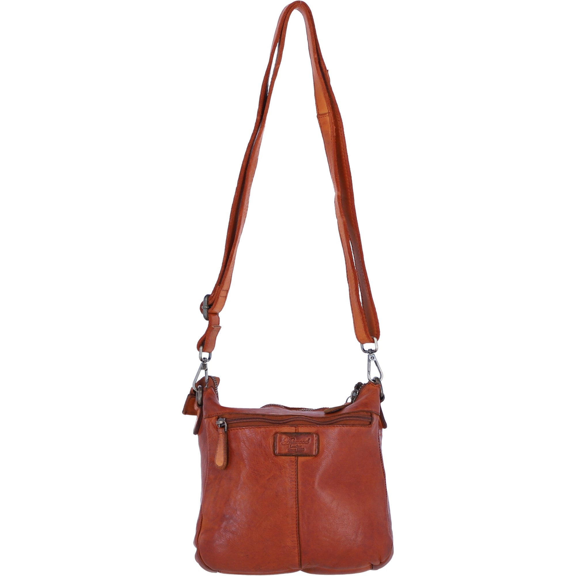 Ashwood Leather Multi-Compartment Crossbody Shoulder Bag with Flap Pocket in Tan: D-52