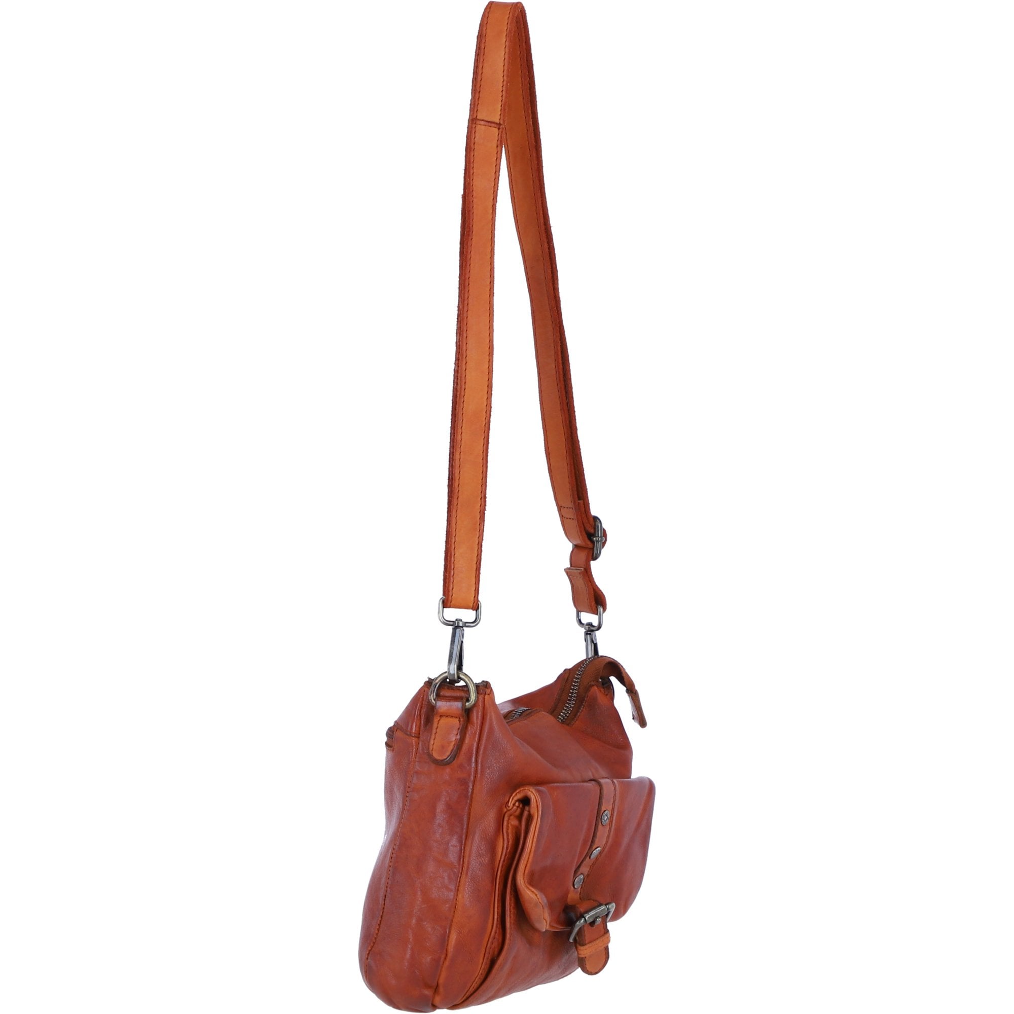 Ashwood Leather Multi-Compartment Crossbody Shoulder Bag with Flap Pocket in Tan: D-52