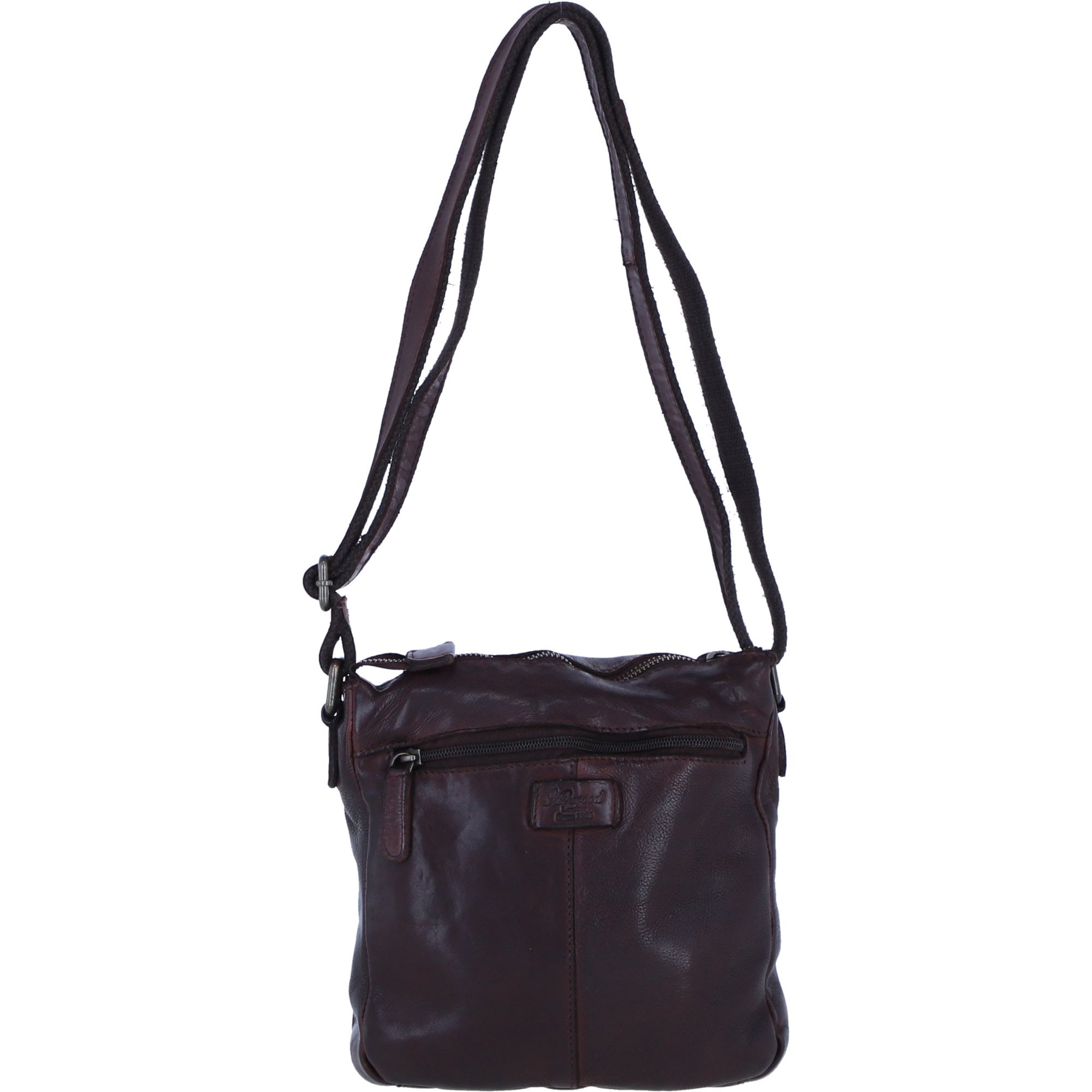 Ashwood Leather Woven Design Crossbody Bag with Multiple Zip Pockets in Brandy W-26