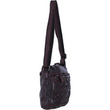 Ashwood Leather Woven Design Crossbody Bag with Multiple Zip Pockets in Brandy W-26