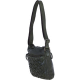 Ashwood Leather Woven Design Crossbody Bag with Multiple Zip Pockets in Green W-26