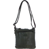 Ashwood Leather Woven Design Crossbody Bag with Multiple Zip Pockets in Green W-26