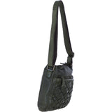 Ashwood Leather Woven Design Crossbody Bag with Multiple Zip Pockets in Green W-26