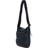 Ashwood Leather Woven Design Crossbody Bag with Multiple Zip Pockets in Black: W-26