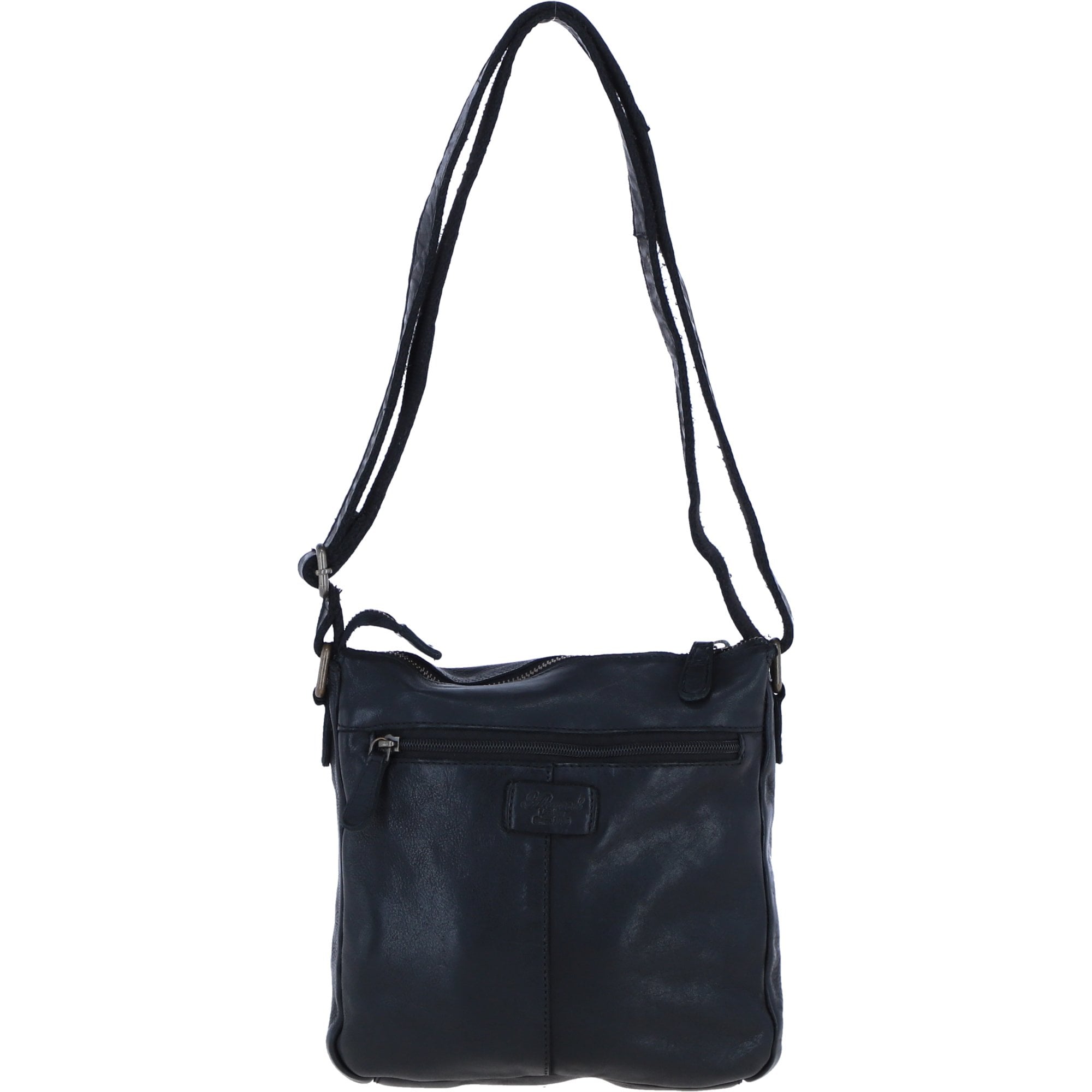 Ashwood Leather Woven Design Crossbody Bag with Multiple Zip Pockets in Black: W-26