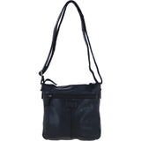 Ashwood Leather Woven Design Crossbody Bag with Multiple Zip Pockets in Black: W-26