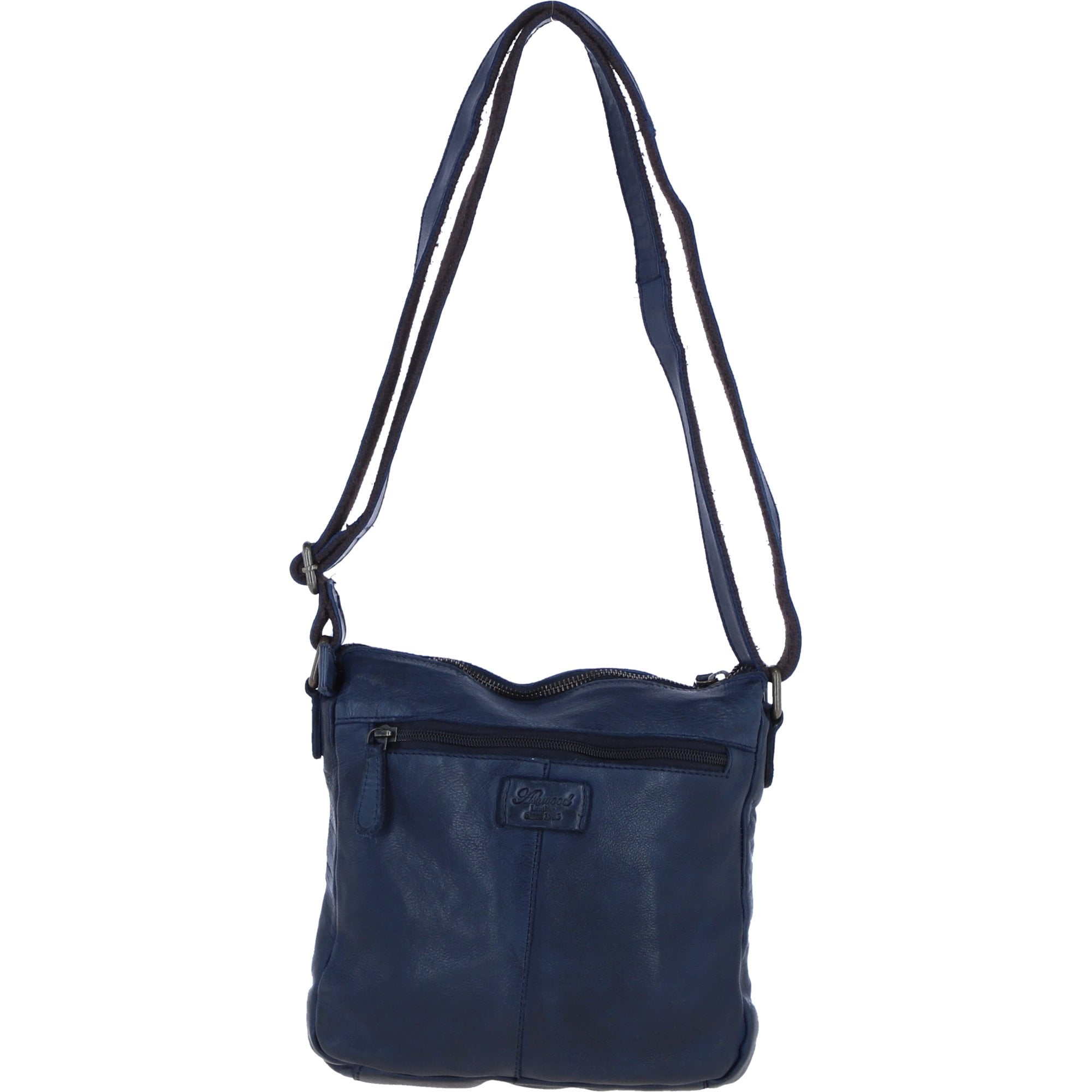 Ashwood Leather Woven Design Crossbody Bag with Multiple Zip Pockets in Navy: W-26